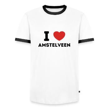 J’aime Amstelveen Pays-Bas - T-shirt contrasté Homme - blanc/noir - Devant - AI Model Female 172 light (172cm) & AI Model Male 178 dark (178cm)