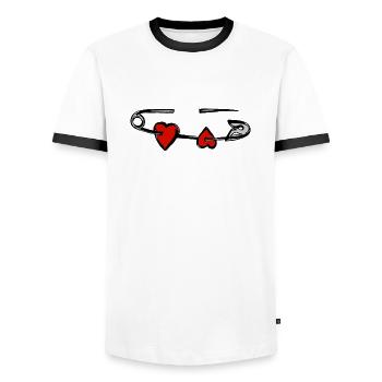 Love Herz - Männer Kontrast-T-Shirt - Weiß/Schwarz - Vorne - AI Model Female 172 light (172cm) & AI Model Male 178 dark (178cm)