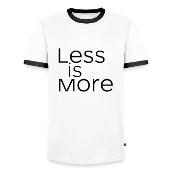 MOINS, C’EST PLUS - T-shirt contrasté Homme - blanc/noir - Devant - AI Model Female 172 light (172cm) & AI Model Male 178 dark (178cm)