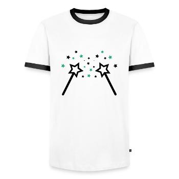 zauberstab 002 - Männer Kontrast-T-Shirt - Weiß/Schwarz - Vorne - AI Model Female 172 light (172cm) & AI Model Male 178 dark (178cm)