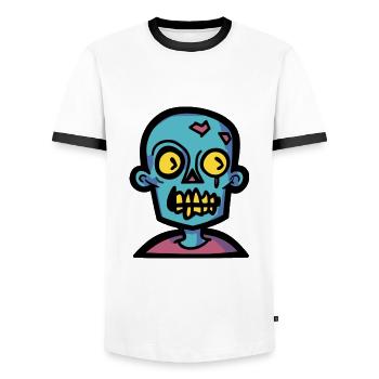 Zombie Halloween Comic Gruselig - Männer Kontrast-T-Shirt - Weiß/Schwarz - Vorne - AI Model Female 172 light (172cm) & AI Model Male 178 dark (178cm)