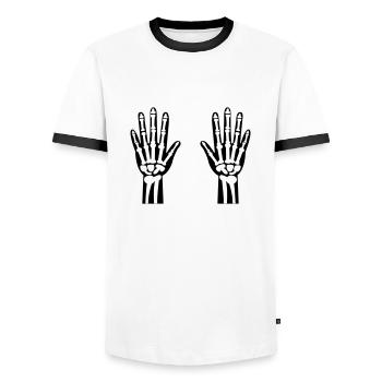 Mains Squelette 01 - T-shirt contrasté Homme - blanc/noir - Devant - AI Model Female 172 light (172cm) & AI Model Male 178 dark (178cm)