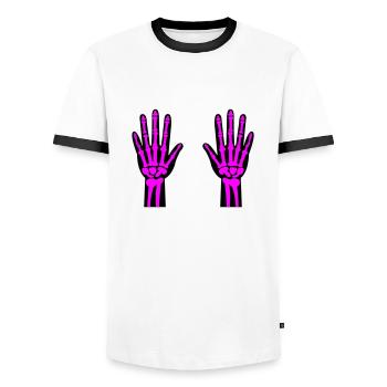 Mains Squelette 02 - T-shirt contrasté Homme - blanc/noir - Devant - AI Model Female 172 light (172cm) & AI Model Male 178 dark (178cm)