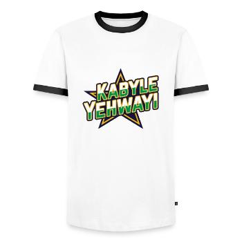 Kabyle Yehwayi (Kabyle well done, I want it) - Men's Ringer Shirt - white/black - Front - AI Model Female 172 light (172cm) & AI Model Male 178 dark (178cm)