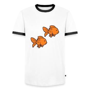 Fish Goldfish - Men's Ringer Shirt - white/black - Front - AI Model Female 172 light (172cm) & AI Model Male 178 dark (178cm)