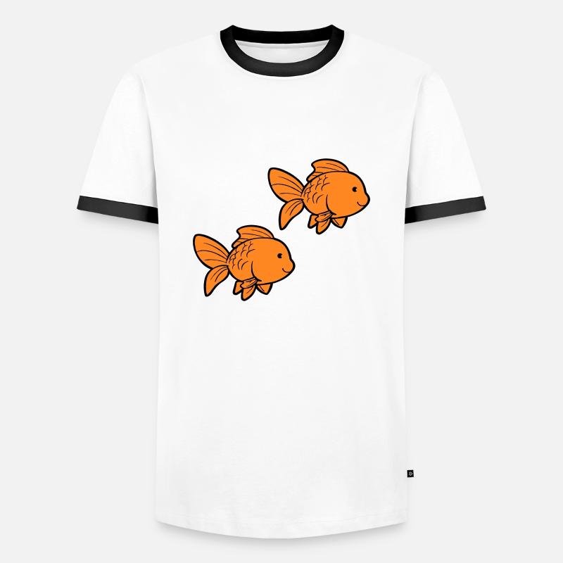 fisch goldfische - Männer Kontrast-T-Shirt - Weiß/Schwarz