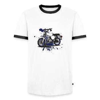 S51 (weiß) // Illustration - Männer Kontrast-T-Shirt - Weiß/Schwarz - Vorne - AI Model Female 172 light (172cm) & AI Model Male 178 dark (178cm)