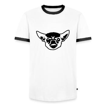 Chihuahua Kleiner Hund Böse Knirschen Nervig Wut - Männer Kontrast-T-Shirt - Weiß/Schwarz - Vorne - AI Model Female 172 light (172cm) & AI Model Male 178 dark (178cm)