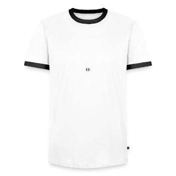 Italia - Cagliari - Italien - Italy - Men's Ringer Shirt - white/black - Front - AI Model Female 172 light (172cm) & AI Model Male 178 dark (178cm)