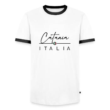 Italia - Catania - Italien - Italy - Men's Ringer Shirt - white/black - Front - AI Model Female 172 light (172cm) & AI Model Male 178 dark (178cm)