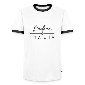 Italia - Padova - Padua - Italien - Italy - Männer Kontrast-T-Shirt - Weiß/Schwarz - Vorne - AI Model Female 172 light (172cm) & AI Model Male 178 dark (178cm)
