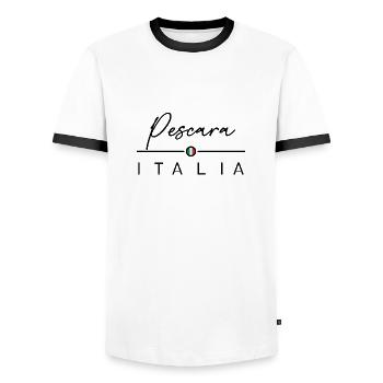 Italia - Pescara - Italien - Italy - T-shirt contrasté Homme - blanc/noir - Devant - AI Model Female 172 light (172cm) & AI Model Male 178 dark (178cm)