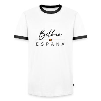 Spain - Bilbao - Spanien - Espana - Männer Kontrast-T-Shirt - Weiß/Schwarz - Vorne - AI Model Female 172 light (172cm) & AI Model Male 178 dark (178cm)