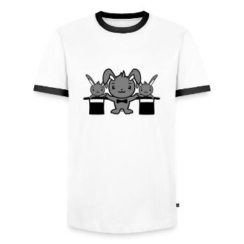 Bunnies Wizard Chapeau Haut de forme Enfants 2 Bébés Magie - T-shirt contrasté Homme - blanc/noir - Devant - AI Model Female 172 light (172cm) & AI Model Male 178 dark (178cm)