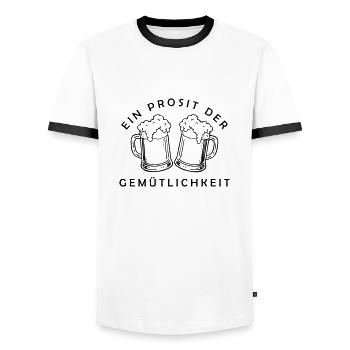 Bier - Ein Prosit der Gemütlichkeit - Männer Kontrast-T-Shirt - Weiß/Schwarz - Vorne - AI Model Female 172 light (172cm) & AI Model Male 178 dark (178cm)