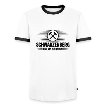 Schwarzenberg Erzgebirge - Männer Kontrast-T-Shirt - Weiß/Schwarz - Vorne - AI Model Female 172 light (172cm) & AI Model Male 178 dark (178cm)