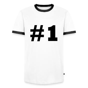 1 - T-shirt contrasté Homme - blanc/noir - Devant - AI Model Female 172 light (172cm) & AI Model Male 178 dark (178cm)