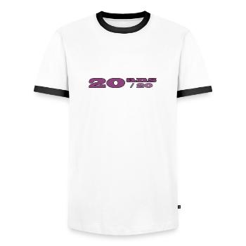 20 ans, 20 sur 20 - T-shirt contrasté Homme - blanc/noir - Devant - AI Model Female 172 light (172cm) & AI Model Male 178 dark (178cm)