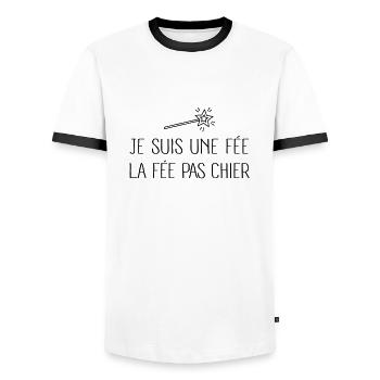Je Suis Une Fée - T-shirt contrasté Homme - blanc/noir - Devant - AI Model Female 172 light (172cm) & AI Model Male 178 dark (178cm)