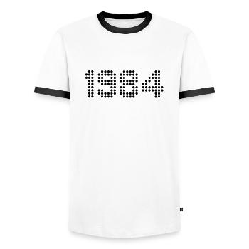 1984 - Männer Kontrast-T-Shirt - Weiß/Schwarz - Vorne - AI Model Female 172 light (172cm) & AI Model Male 178 dark (178cm)