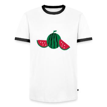 Pastèque fruits - T-shirt contrasté Homme - blanc/noir - Devant - AI Model Female 172 light (172cm) & AI Model Male 178 dark (178cm)