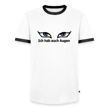 ich hab auch AUGEN - Männer Kontrast-T-Shirt - Weiß/Schwarz - Vorne - AI Model Female 172 light (172cm) & AI Model Male 178 dark (178cm)