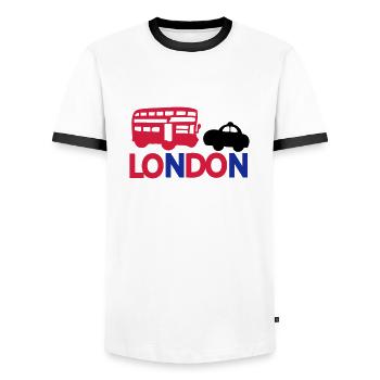LONDON BLACK CAP& RED BUS - Men's Ringer Shirt - white/black - Front - AI Model Female 172 light (172cm) & AI Model Male 178 dark (178cm)