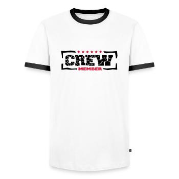 Crew Member Design - T-shirt contrasté Homme - blanc/noir - Devant - AI Model Female 172 light (172cm) & AI Model Male 178 dark (178cm)
