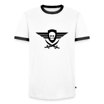 pirates - Men's Ringer Shirt - white/black - Front - AI Model Female 172 light (172cm) & AI Model Male 178 dark (178cm)