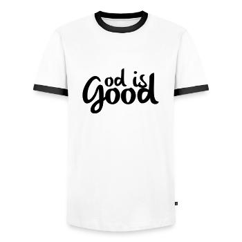 God is good - Men's Ringer Shirt - white/black - Front - AI Model Female 172 light (172cm) & AI Model Male 178 dark (178cm)