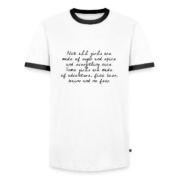 Not all Girls are made of sugar ... - Men's Ringer Shirt - white/black - Front - AI Model Female 172 light (172cm) & AI Model Male 178 dark (178cm)