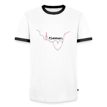 Herz für Monnem - Tribal Art Design - Männer Kontrast-T-Shirt - Weiß/Schwarz - Vorne - AI Model Female 172 light (172cm) & AI Model Male 178 dark (178cm)