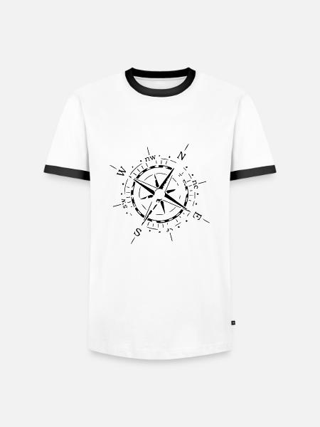 Windrose Shirts Compass Bstyled | Leisurewear - Men's Ringer Shirt - white/black