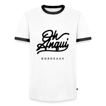 Oh anqui - Bordeaux - T-shirt contrasté Homme - blanc/noir - Devant - AI Model Female 172 light (172cm) & AI Model Male 178 dark (178cm)