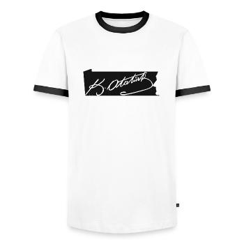 Mustafa Kemal Ataturk Teyya - T-shirt contrasté Homme - blanc/noir - Devant - AI Model Female 172 light (172cm) & AI Model Male 178 dark (178cm)
