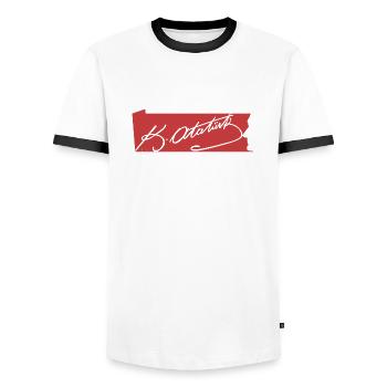 Mustafa Kemal Atatürk - Men's Ringer Shirt - white/black - Front - AI Model Female 172 light (172cm) & AI Model Male 178 dark (178cm)