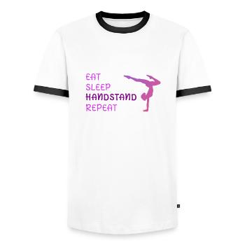 Eat Sleep Handstand Repeat - Männer Kontrast-T-Shirt - Weiß/Schwarz - Vorne - AI Model Female 172 light (172cm) & AI Model Male 178 dark (178cm)