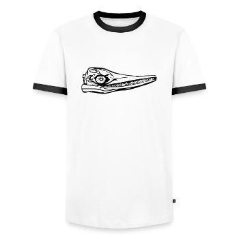 Urzeitwal Baleine Fossil dinosaures crânes primitifs - T-shirt contrasté Homme - blanc/noir - Devant - AI Model Female 172 light (172cm) & AI Model Male 178 dark (178cm)