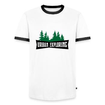 Urban Exploring - Men's Ringer Shirt - white/black - Front - AI Model Female 172 light (172cm) & AI Model Male 178 dark (178cm)