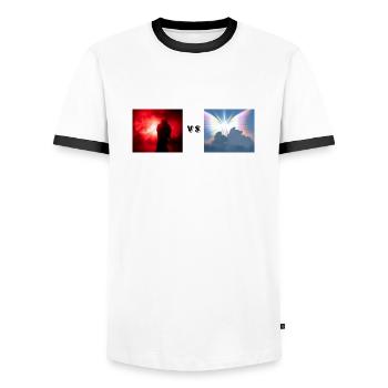 Enfer VS Paradis - T-shirt contrasté Homme - blanc/noir - Devant - AI Model Female 172 light (172cm) & AI Model Male 178 dark (178cm)