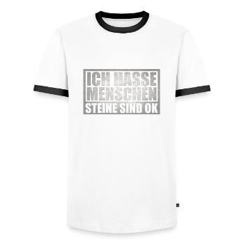 Ich hasse Menschen - Männer Kontrast-T-Shirt - Weiß/Schwarz - Vorne - AI Model Female 172 light (172cm) & AI Model Male 178 dark (178cm)