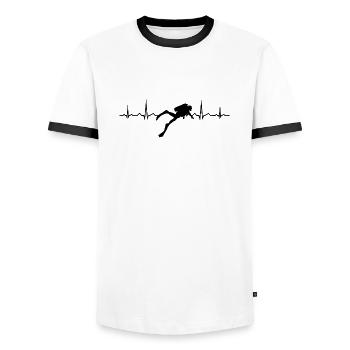 Heartbeat Diving Divers Diving Scuba Dive - Men's Ringer Shirt - white/black - Front - AI Model Female 172 light (172cm) & AI Model Male 178 dark (178cm)