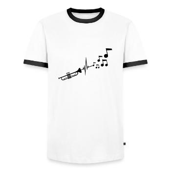 Instrument Trompette Notes - T-shirt contrasté Homme - blanc/noir - Devant - AI Model Female 172 light (172cm) & AI Model Male 178 dark (178cm)