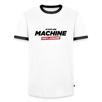 je suis une machine - T-shirt contrasté Homme - blanc/noir - Devant - AI Model Female 172 light (172cm) & AI Model Male 178 dark (178cm)