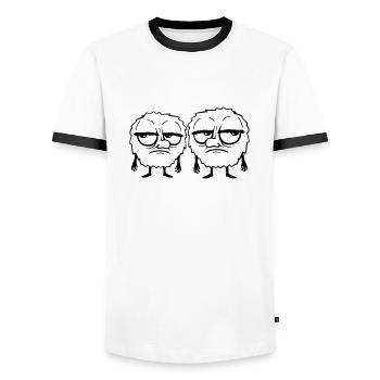 Team 2 Monster genervt - Männer Kontrast-T-Shirt - Weiß/Schwarz - Vorne - AI Model Female 172 light (172cm) & AI Model Male 178 dark (178cm)