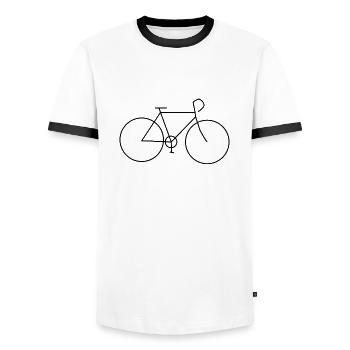 Rennrad - Simple Strichzeitung Fahrrad - Männer Kontrast-T-Shirt - Weiß/Schwarz - Vorne - AI Model Female 172 light (172cm) & AI Model Male 178 dark (178cm)