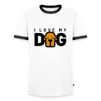 I LOVE MY DOG - Männer Kontrast-T-Shirt - Weiß/Schwarz - Vorne - AI Model Female 172 light (172cm) & AI Model Male 178 dark (178cm)