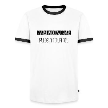 Felling Carpenter Hoodies and Sweatshirts - Men's Ringer Shirt - white/black - Front - AI Model Female 172 light (172cm) & AI Model Male 178 dark (178cm)