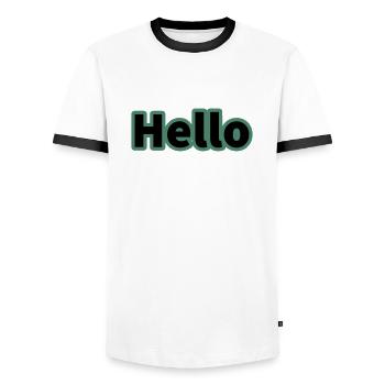 Hello - Men's Ringer Shirt - white/black - Front - AI Model Female 172 light (172cm) & AI Model Male 178 dark (178cm)