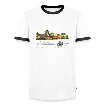 Rural landscape - Men's Ringer Shirt - white/black - Front - AI Model Female 172 light (172cm) & AI Model Male 178 dark (178cm)